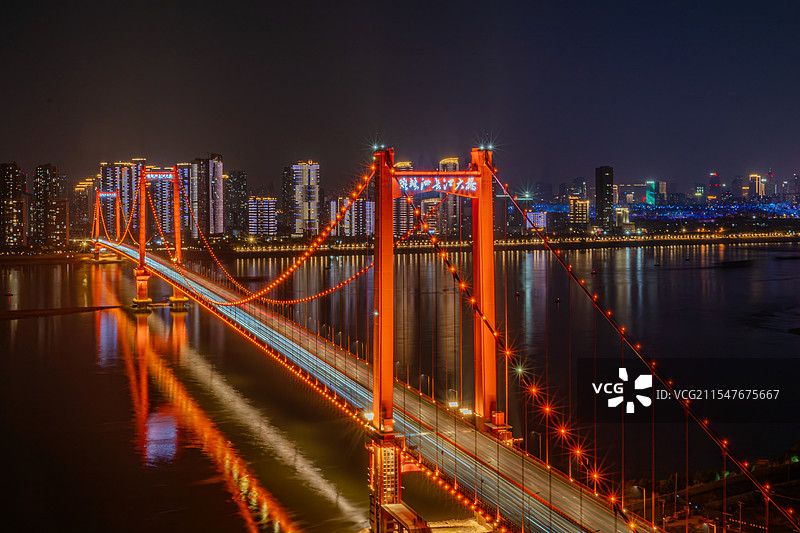 鹦鹉洲长江大桥夜景图片素材