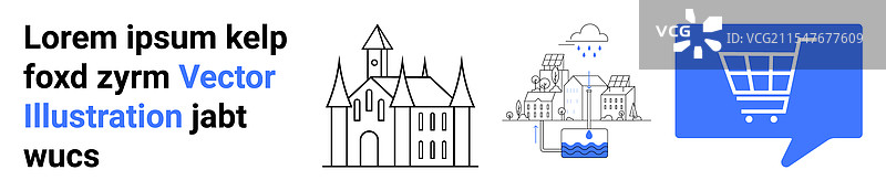 多彩的布局与购物车建筑图片素材