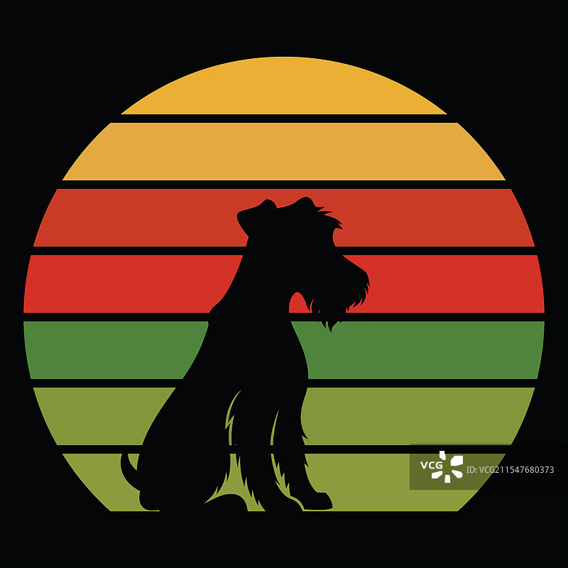 威尔士梗与复古日落图片素材