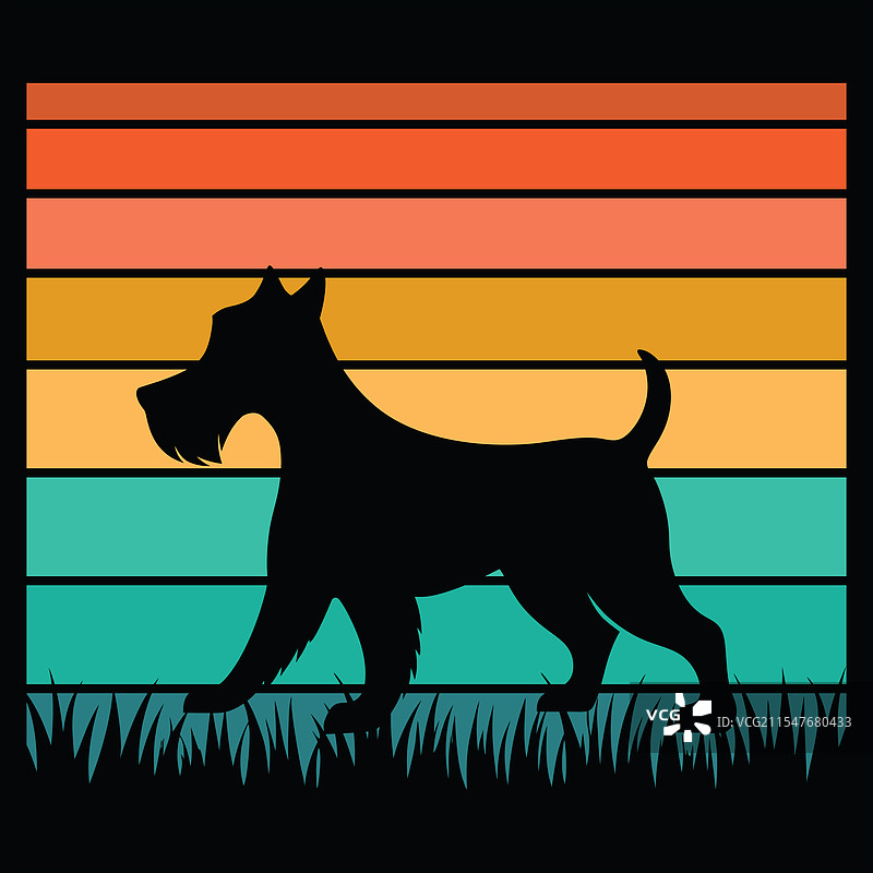 威尔士梗与复古日落图片素材