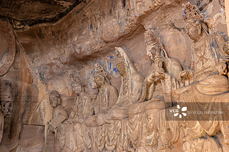 安岳石窟 宋代 华岩洞内十大菩萨塑像图片素材
