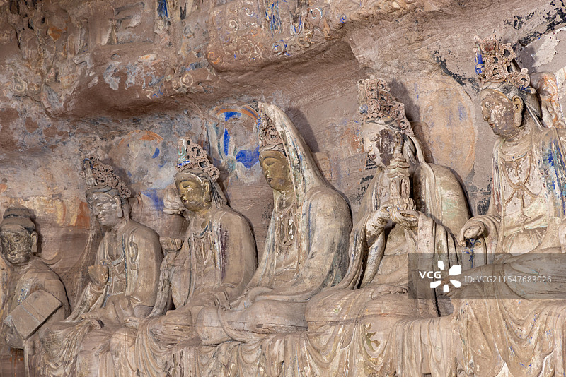 安岳石窟 宋代 华岩洞内十大菩萨塑像图片素材
