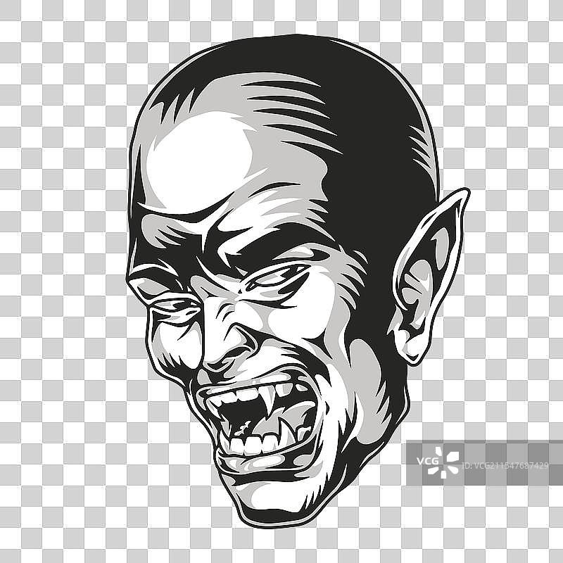 恐怖的吸血鬼面孔设计，带有锋利的獠牙图片素材