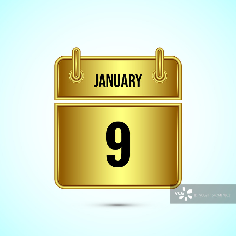 金色的1月9日日历和时间规划器图片素材