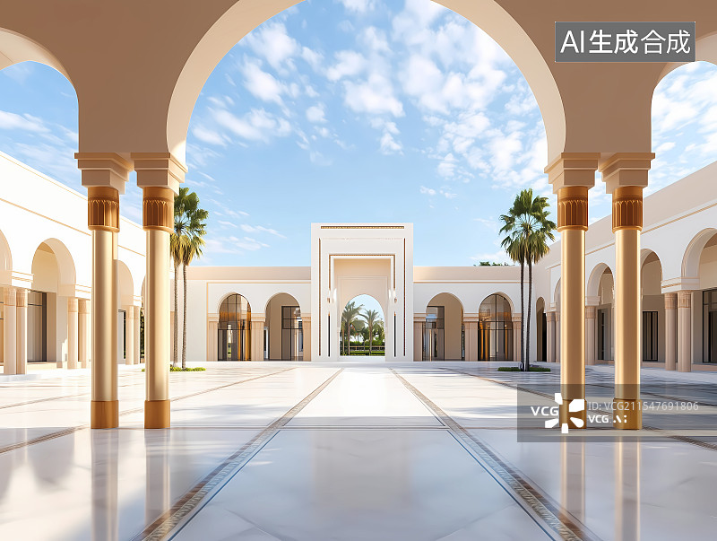 【AI数字艺术】西域风格庭院图片素材