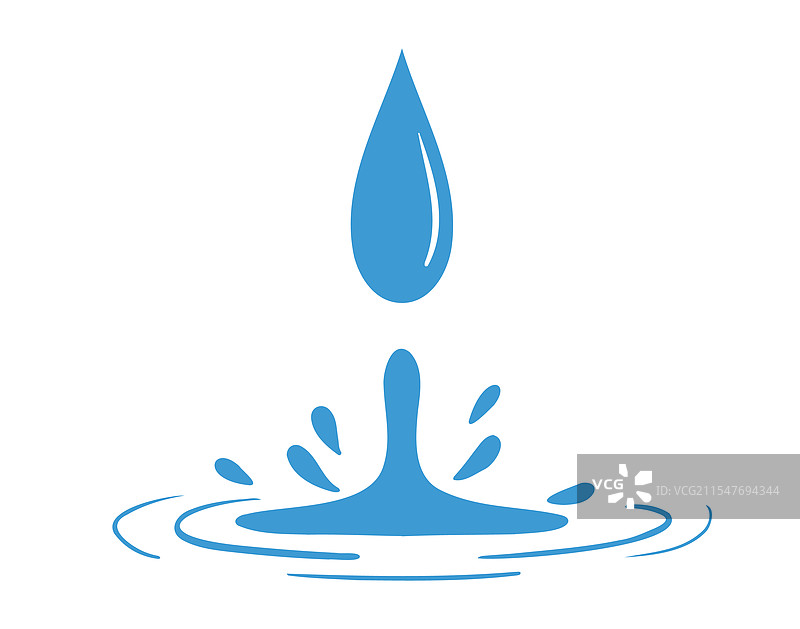 蓝色水滴和溅起水花的涂鸦手绘图标图片素材