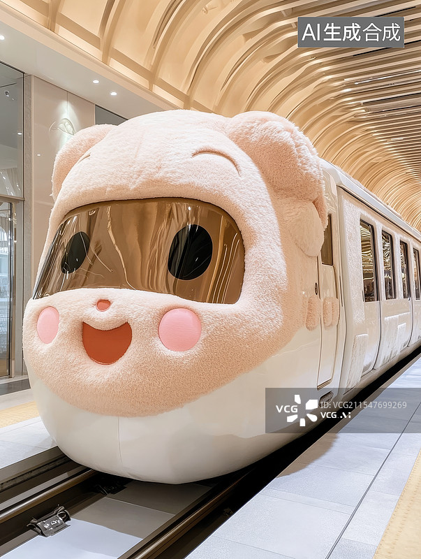 【AI数字艺术】卡通列车进站图片素材