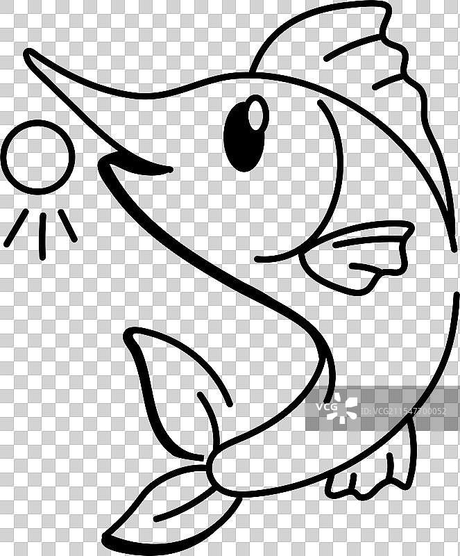 剑鱼图标，草图风格图片素材