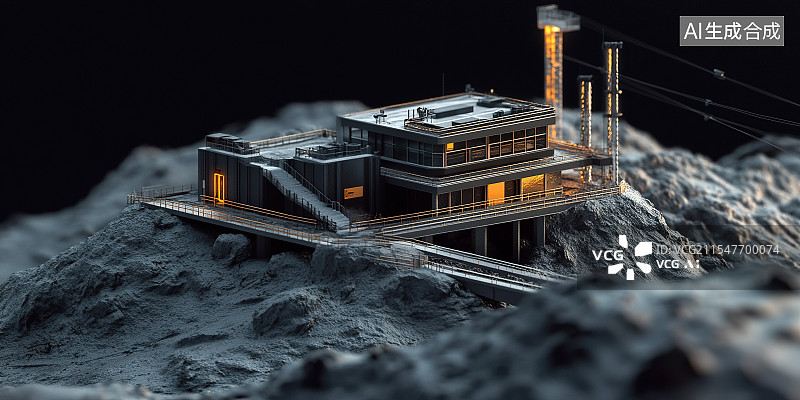 【AI数字艺术】观测站三维写实场景插画图片素材