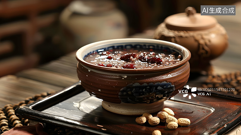 【AI数字艺术】桌上的一碗八宝粥腊八粥图片素材