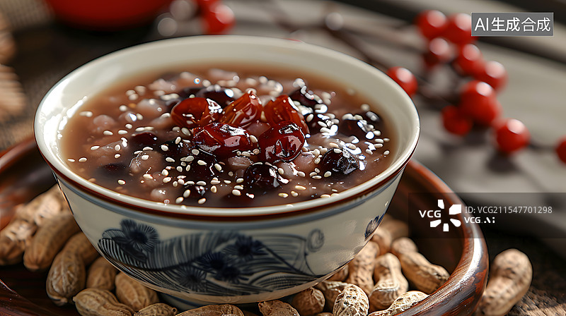 【AI数字艺术】桌上的一碗八宝粥腊八粥图片素材