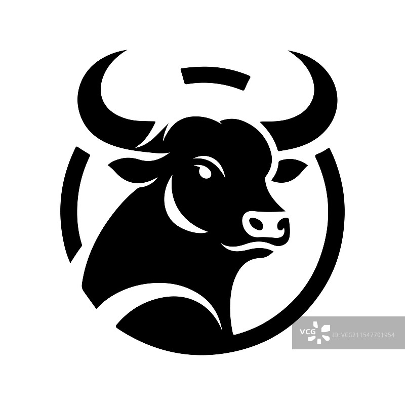 优雅的公牛和母牛剪影包，适用于标志和设计图片素材