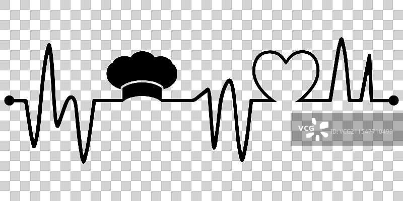 心跳线与站立的厨师剪影图片素材