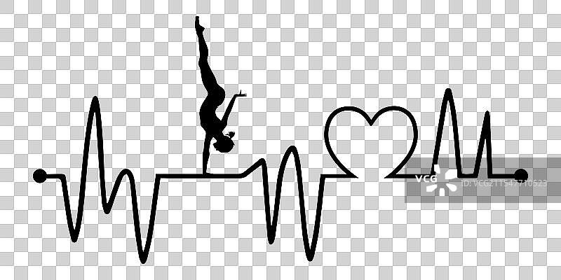 心跳线与体操站立轮廓图片素材