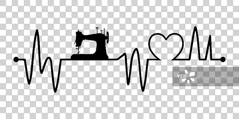 缝纫站立剪影与心跳线图片素材