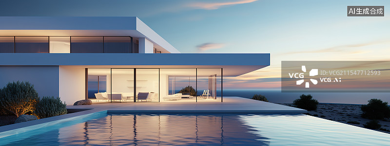 【AI数字艺术】别墅建筑图片素材