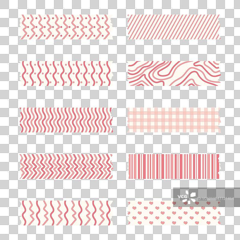 可爱的粉色卡哇伊风格的水彩胶带贴纸图片素材