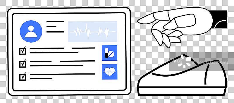 数字医疗记录与机器人手图片素材