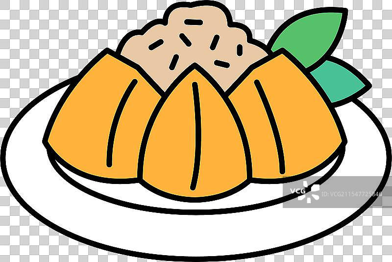 芒果糯米饭线条画风格图片素材