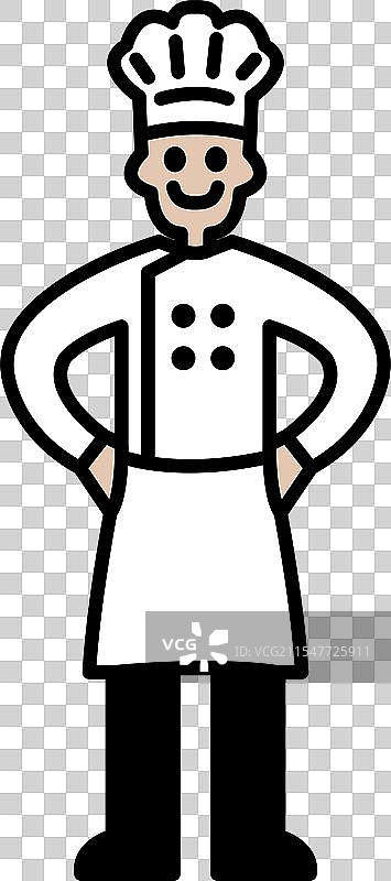 一个微笑的卡通厨师穿着白色的衣服图片素材