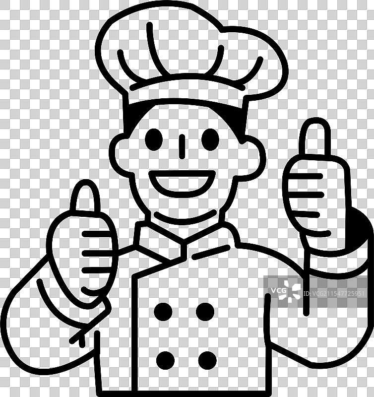 一位厨师对自己照片竖起大拇指图片素材