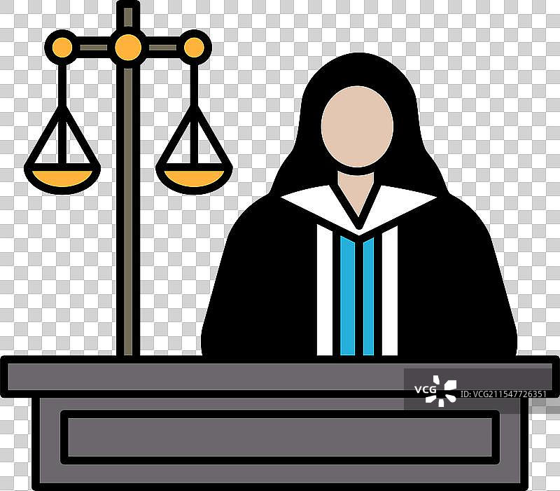 一位穿着黑色法袍的律师站在前面图片素材