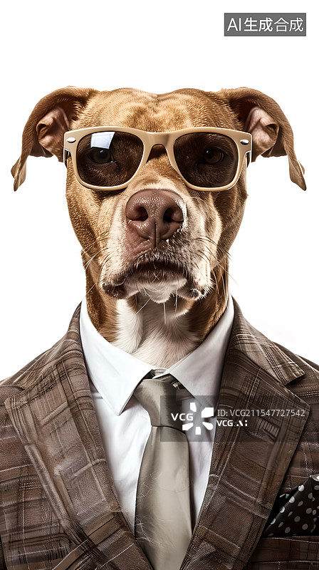 【AI数字艺术】狗时尚创意宠物职业装肖像概念插图图片素材