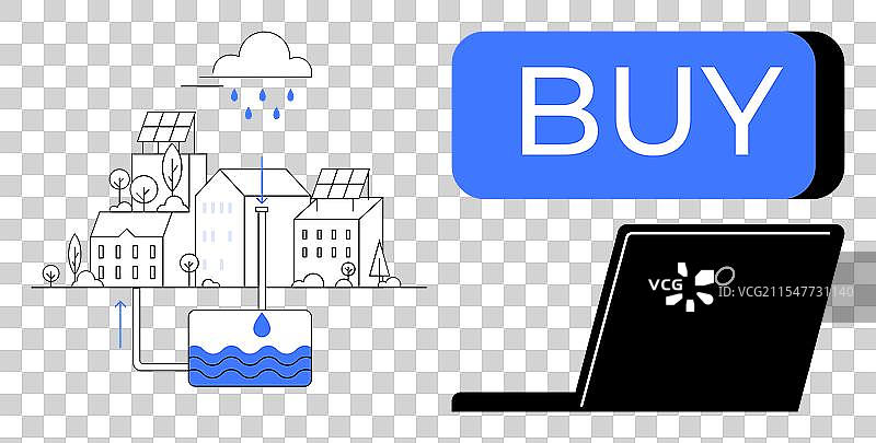 可持续能源社区与雨水收集图片素材