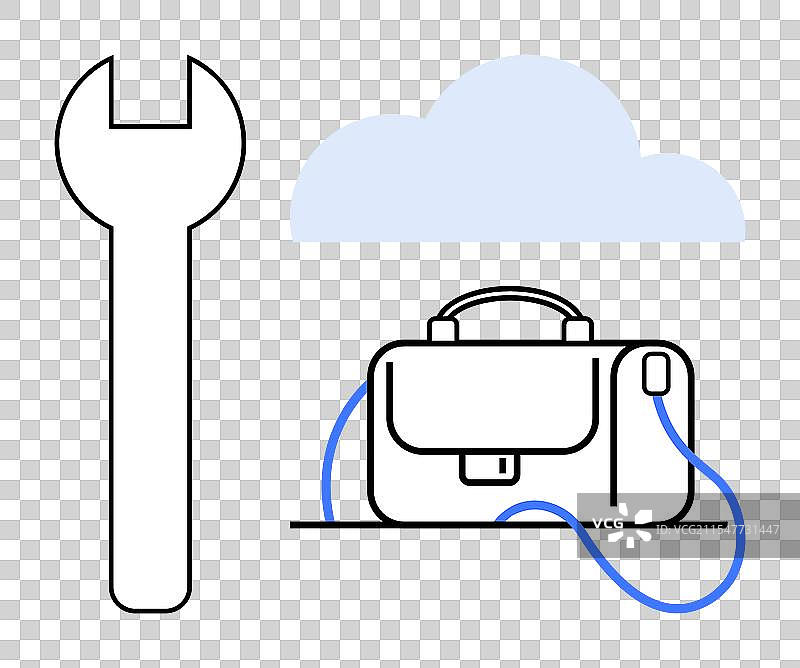 强调公文包的云连接工具包图片素材