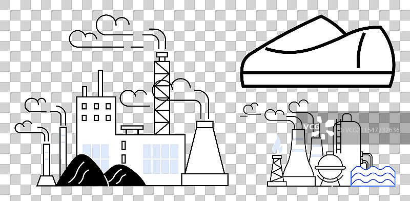 工业厂房冒出烟雾的蒸汽机图片素材