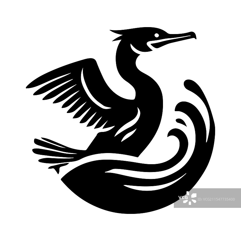 下载惊艳的双冠鸬鹚图片素材