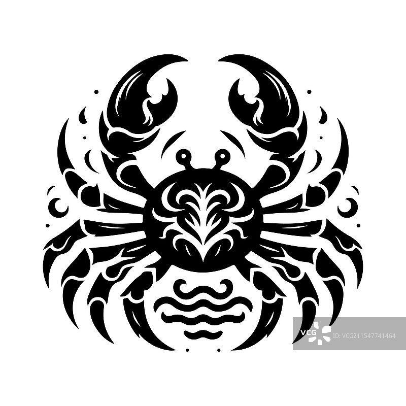 独特的蜘蛛蟹剪影，适用于打印和数字媒体图片素材