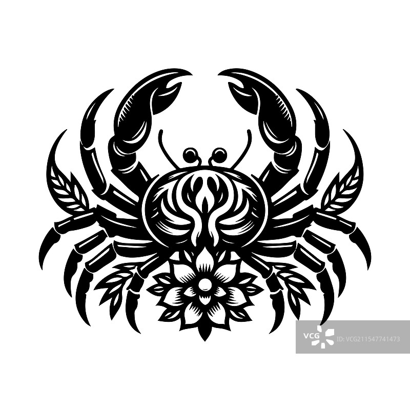 独特的蜘蛛蟹剪影，适用于打印和数字媒体图片素材