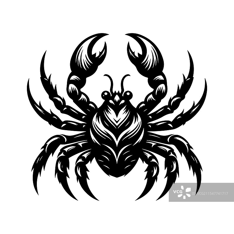 独特的蜘蛛蟹剪影，适用于打印和数字媒体图片素材