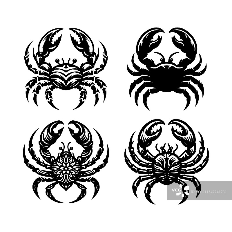 独特的蜘蛛蟹剪影，适用于打印和数字媒体图片素材