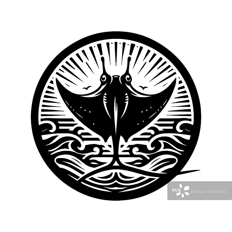 适合海报和标志的鳐鱼剪影图片素材