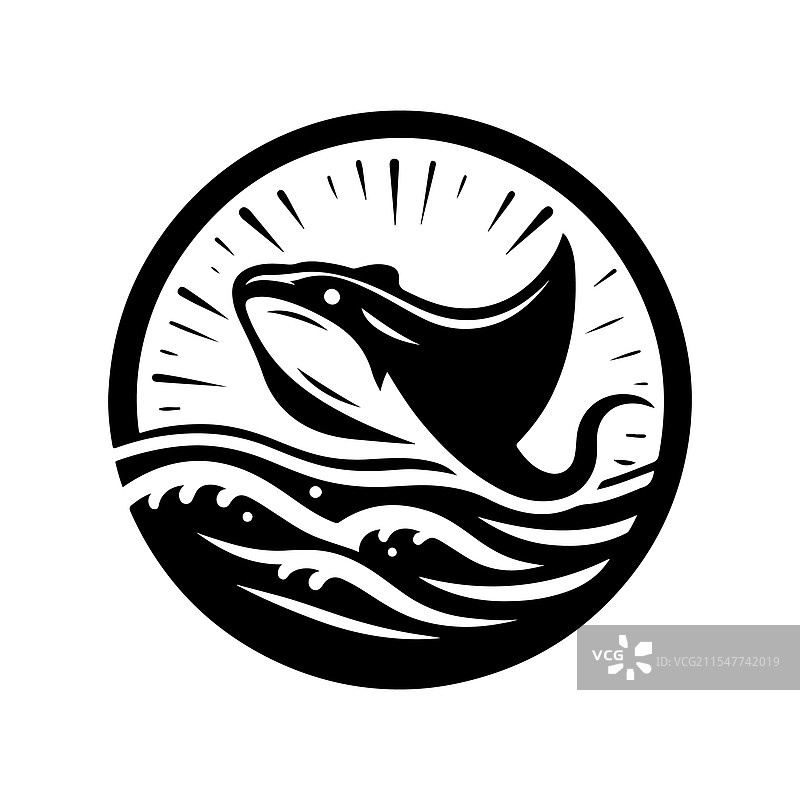 适合海报和标志的鳐鱼剪影图片素材