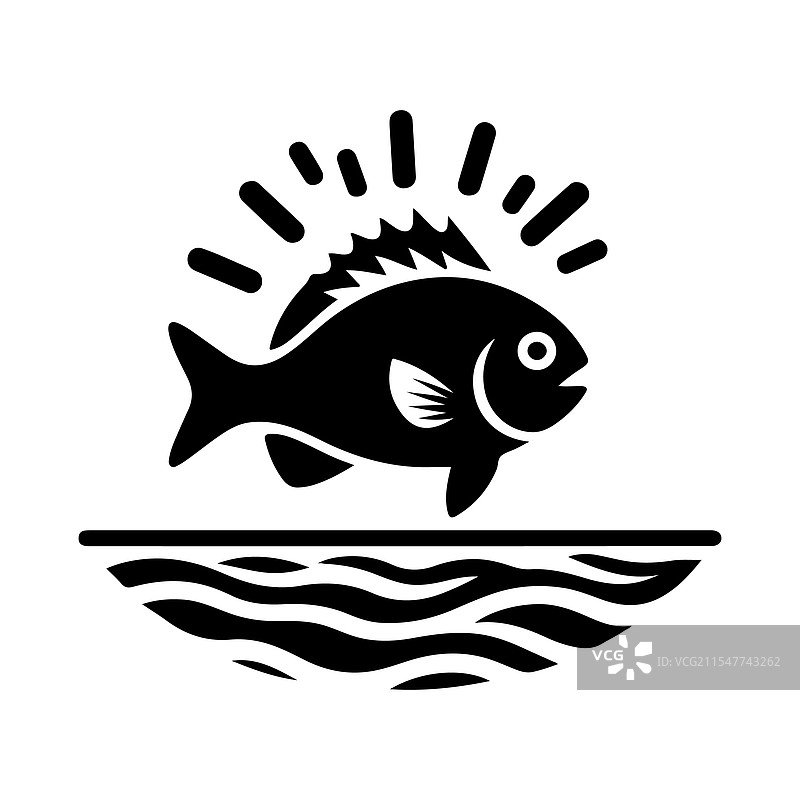 适合海洋和自然的日光鱼剪影图片素材