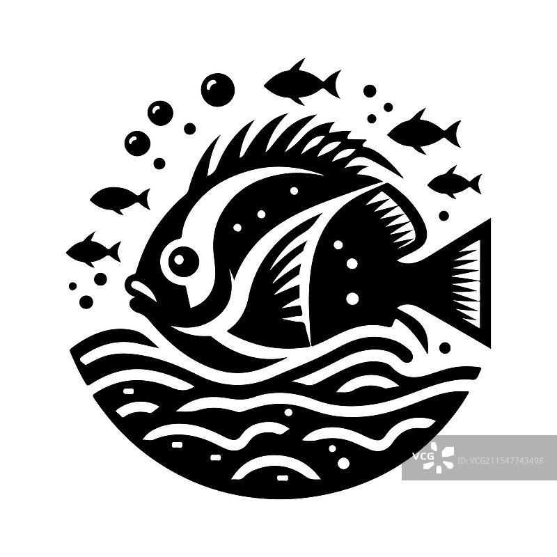 适合海洋和自然的日光鱼剪影图片素材