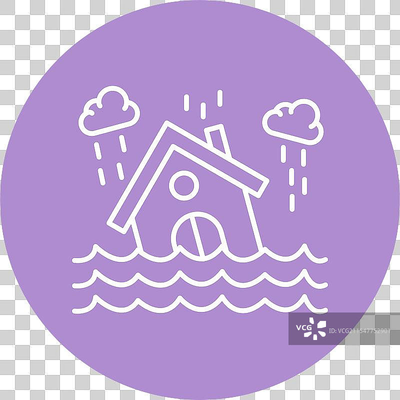 洪水警戒线圆形图标图片素材