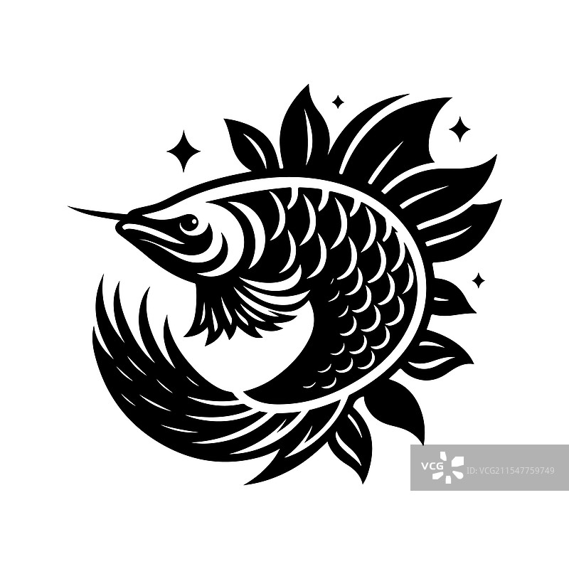 创作令人惊叹的龙鱼剪影艺术作品图片素材