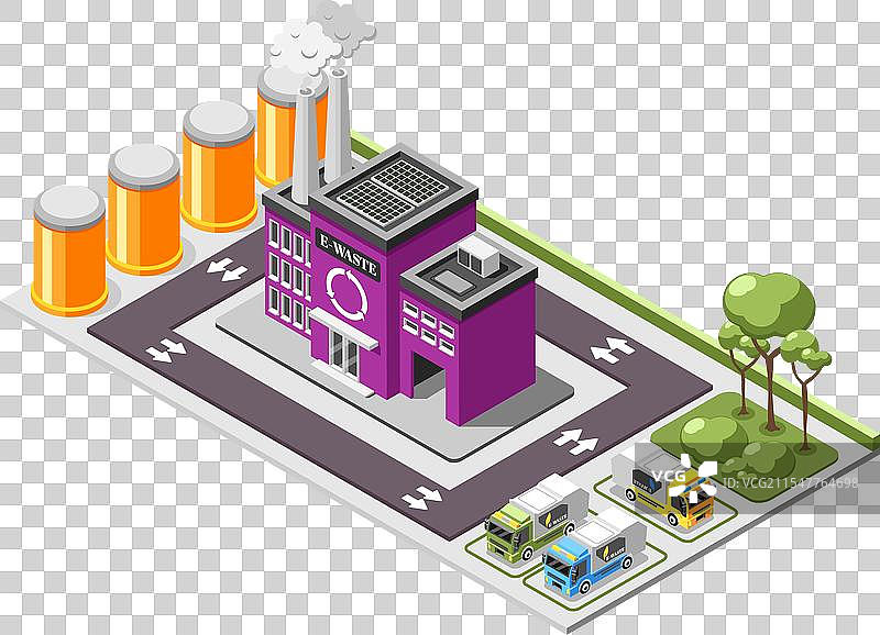 电子垃圾等距构图图片素材