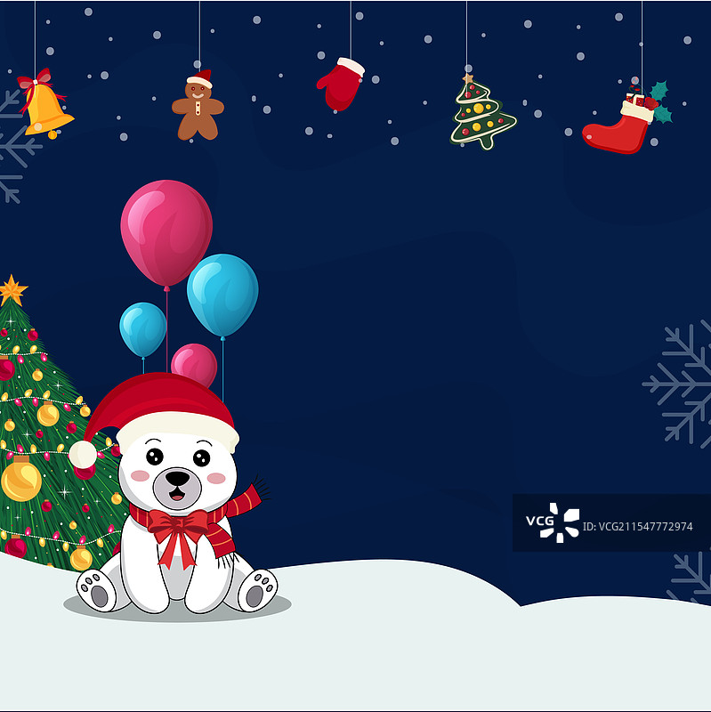 冬夜庆祝主题的北极熊设计图片素材