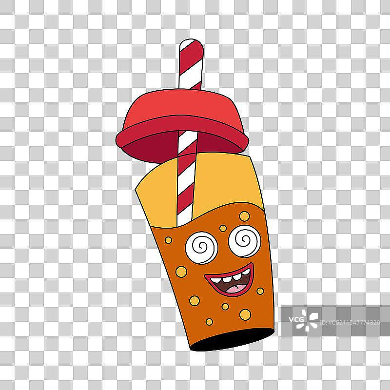 带吸管的时髦苏打水杯角色图片素材