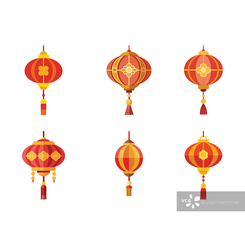 传统的多盏红色中国灯笼束图片素材