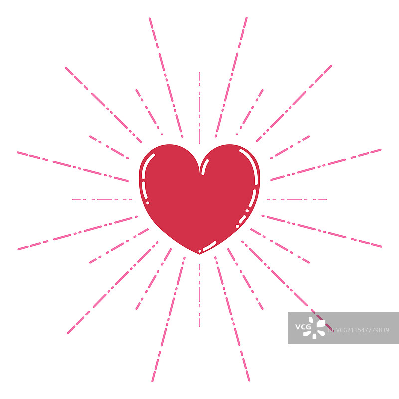 可爱的卡通闪亮心形图案，扁平风格，充满快乐感图片素材