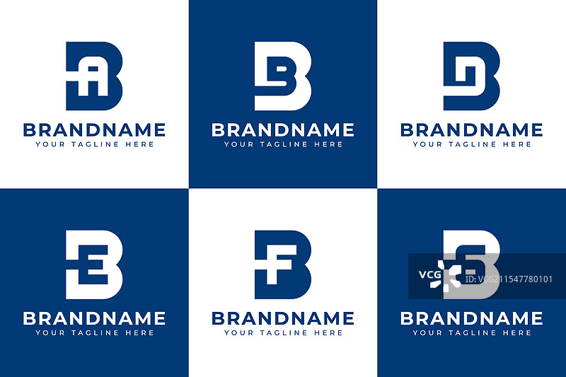 字母ba bb bd be bf bg单字母组合logo套件图片素材