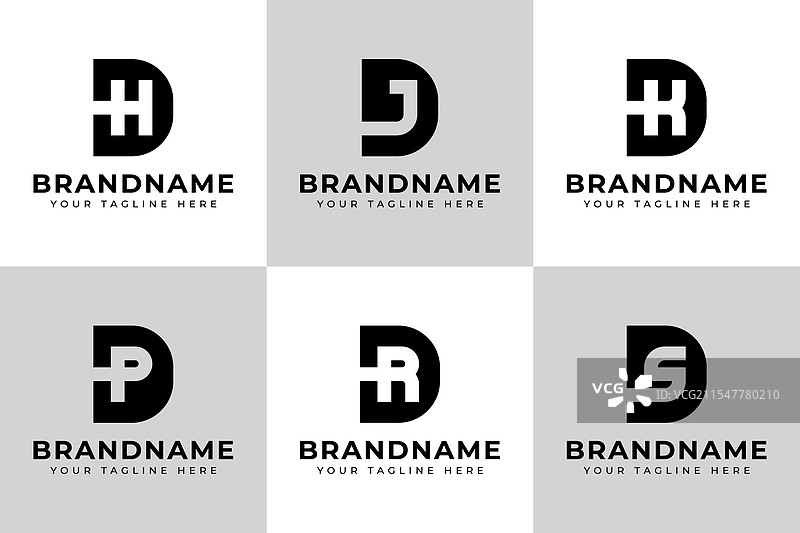 字母 dh dj dk dp dr ds 单字母组合标志集图片素材