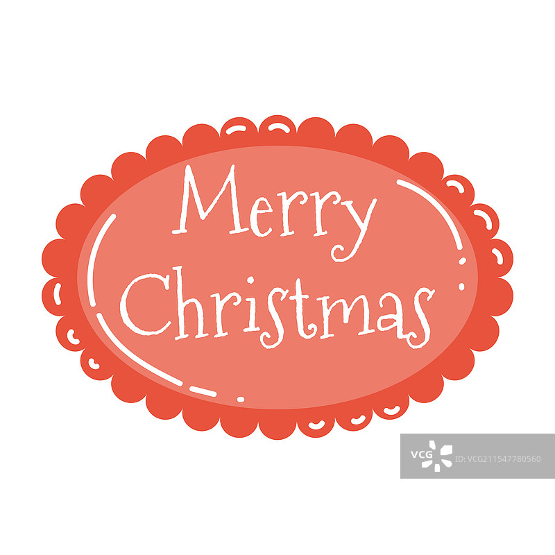 可爱的卡通红色波浪边框圣诞快乐图片素材