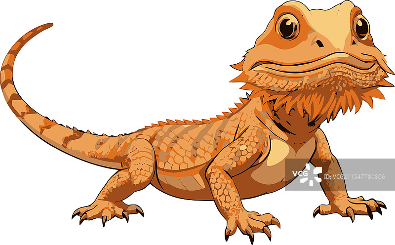微笑着走路的卡通胡须蜥蜴图片素材